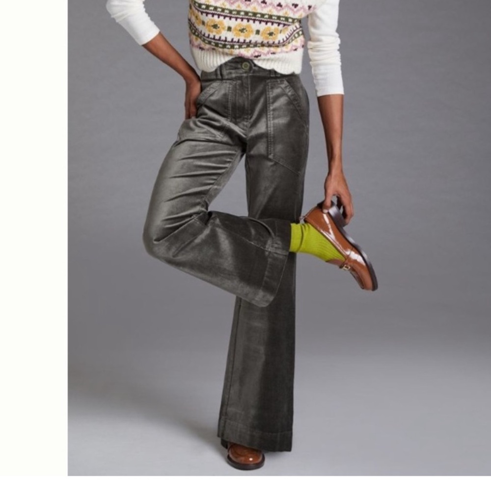 Anthropologie Charcoal Flare Pants
